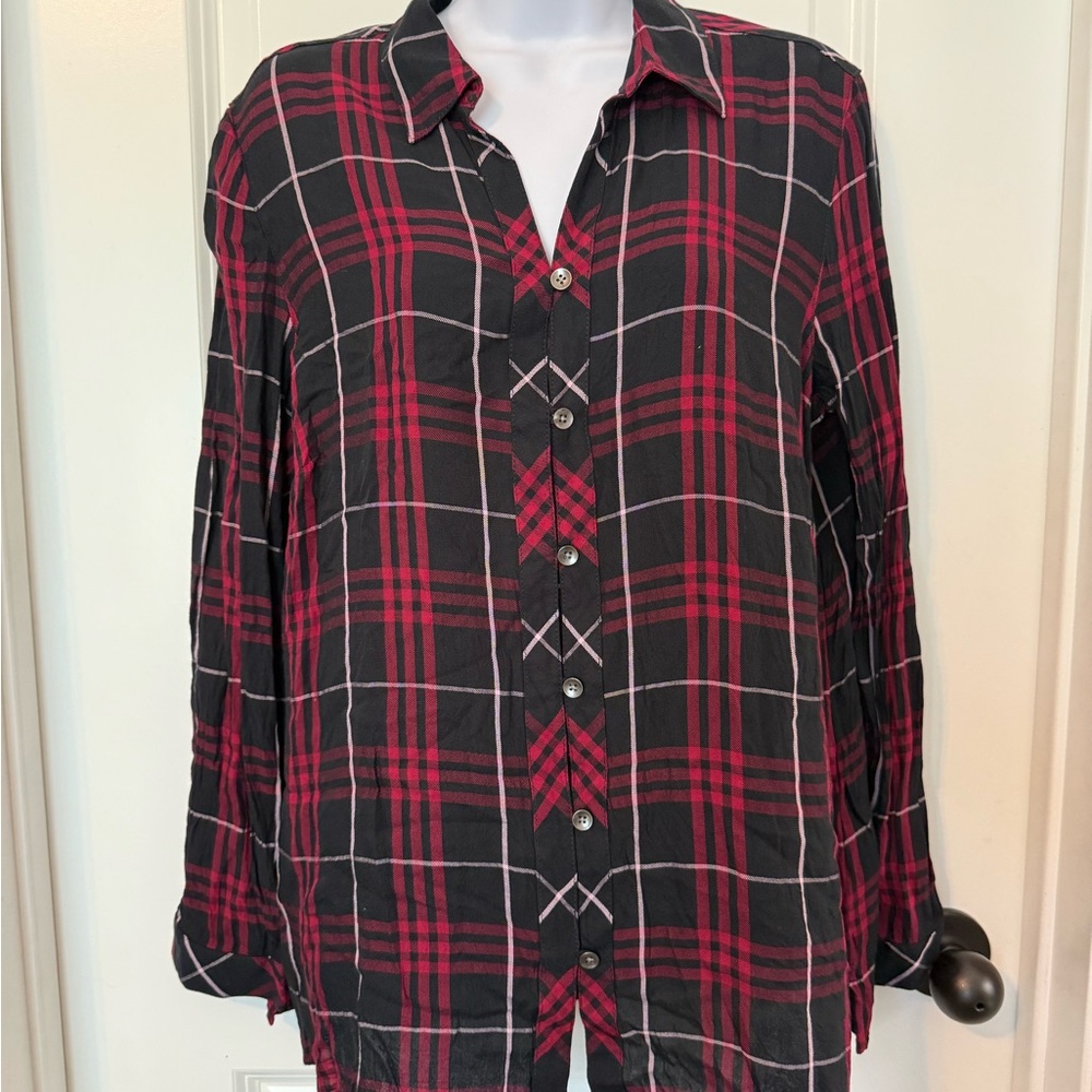 J. Jill Red and Black Plaid Shirt